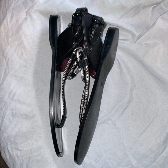 Coach Clarkson Leather Black White Snakeskin Print Thong Sandals size 9B - Picture 4 of 16